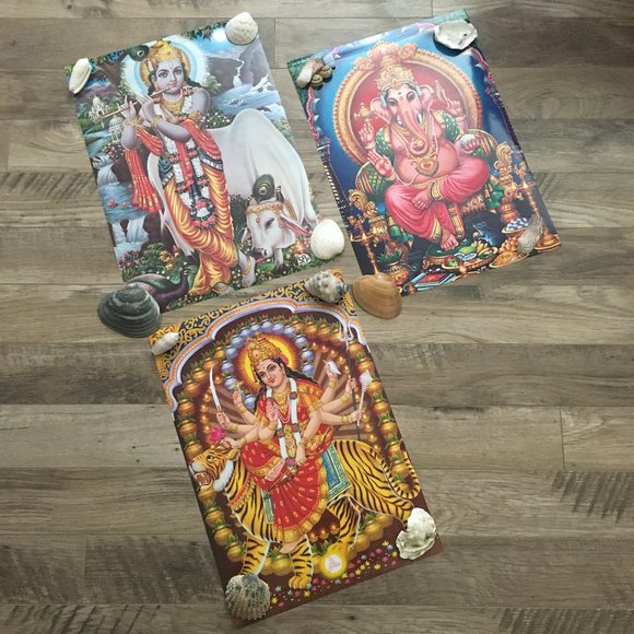 Three Y2K Colourful Indian Hindu Deity Prints - Picture 2 of 8